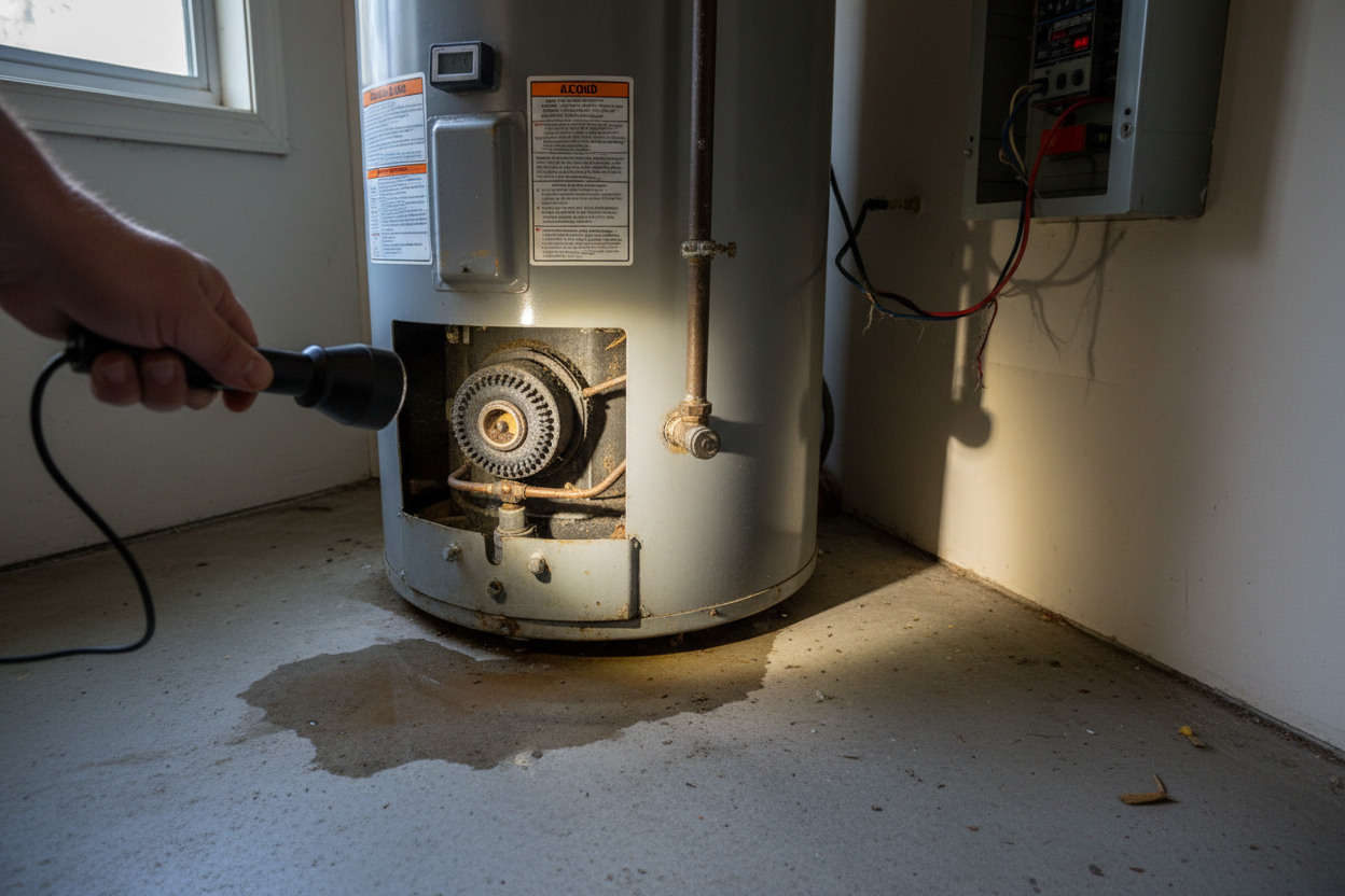 Problem photo – Is your water heater leaving you in the cold? Learn how to safely troubleshoot common issues like pilot light problems, thermostat settings, or circuit trips before calling a professional.