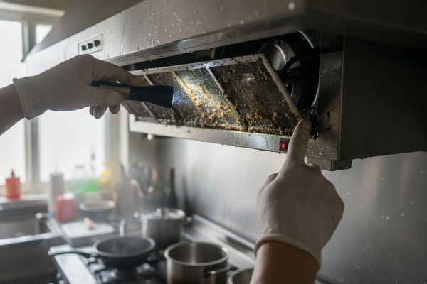 Problem photo – Is your kitchen exhaust fan failing to clear cooking odors and steam? Troubleshoot common issues like circuit trips, motor problems, or clogged filters to ensure proper ventilation in your kitchen.